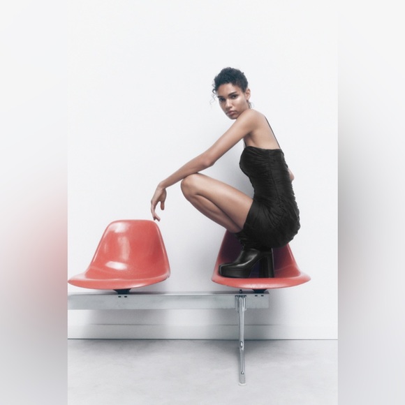 ZARA DRAPED MINI DRESS - Picture 8 of 10